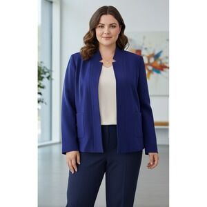 Nine West Royal Blue Knit Power Blazer Career Day To Evening Wear Womens Size 14